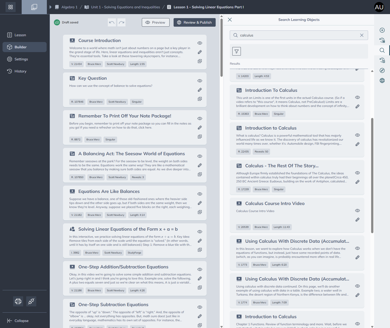 Course authoring interface