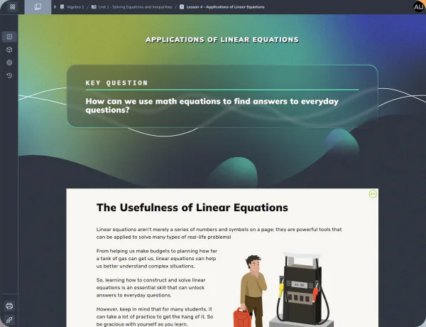 A Spero digital lesson on applications of linear equations