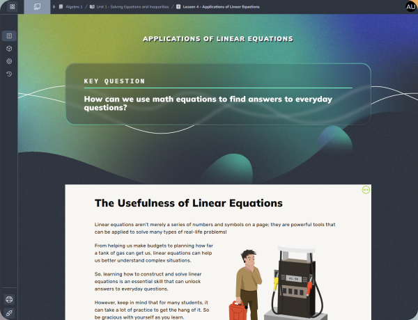 A Spero digital lesson on applications of linear equations