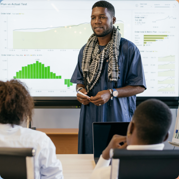 Teacher leading a class